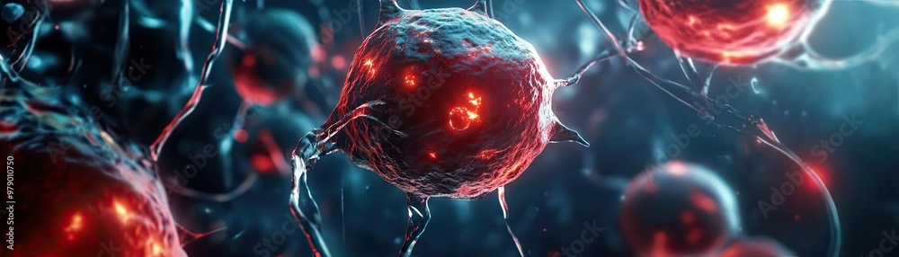 Poster high-resolution image showcasing microbial cells with vibrant colors and intricate details, perfect 