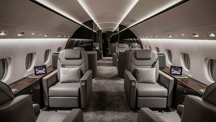 Luxurious interior of a private jet, Premium Business Class