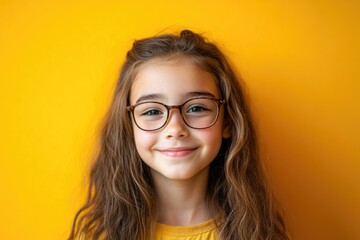 Obraz premium Young Girl with Glasses and Yellow Shirt