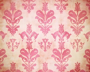 A decorative pink damask pattern on a textured background, suitable for wallpapers or textiles.