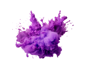 Splashes and swirls of purple ink on a white background. Excellent for imaginative marketing brochures, graphic design projects. Generative AI