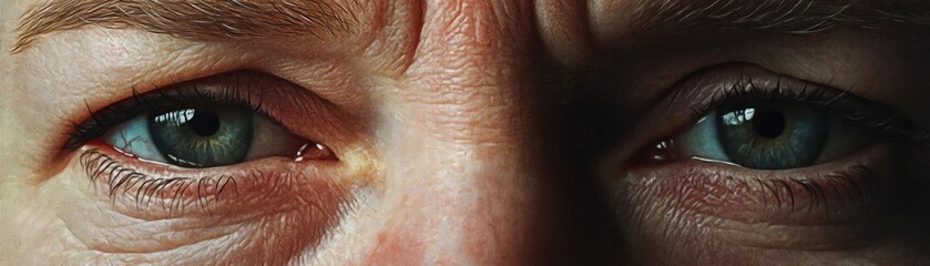 Fototapeta premium Close-up of striking blue eyes showcasing intricate details and textures, conveying a deep sense of emotion and clarity.