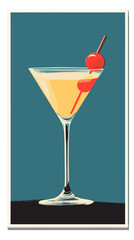 Vintage wall art of a cocktail in a glass a stylish retro vector illustration in a hand painted style