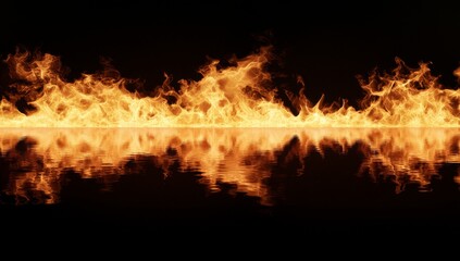 Fototapeta premium Fiery flames on a black background