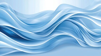Abstract blue wave background with flowing lines and soft light effect.
