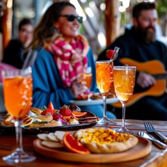 Stylish New Year's Day Brunch at Modern Cafe with Live Music - Perfect for Social Media Posts