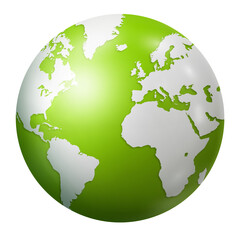Green earth globe isolated on transparent background