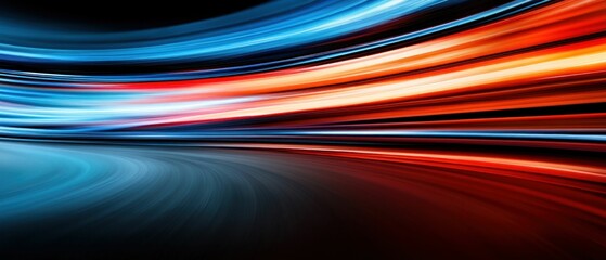 Abstract Light Streaks in Blue and Red