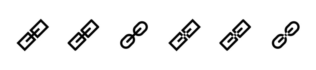 Chain set icons. Linear style. Vector icons.