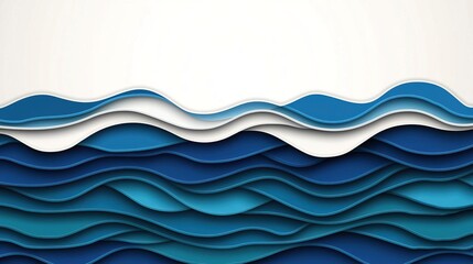 Abstract blue wave background with layered paper cut style.