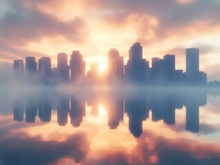 Fototapeta premium City Skyline at Sunset