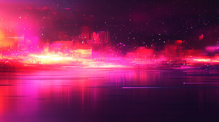 Fototapeta premium A vibrant abstract landscape featuring vivid pink hues, glowing lights, and a dreamy atmosphere ideal for creative projects.