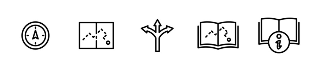 Route set icons. Linear style. Vector icons.