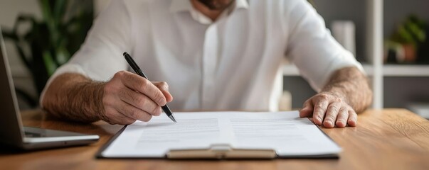 Obraz premium a person writing notes on paper at a wooden desk, showcasing creativity and productivity in a comfortable workspace.