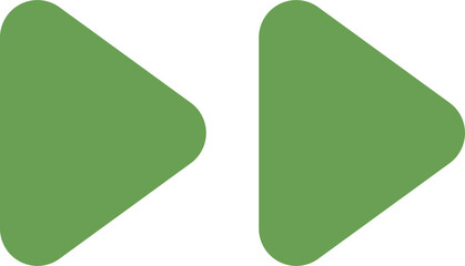 Two green fast forward arrows symbolizing quick progression or skip ahead feature.