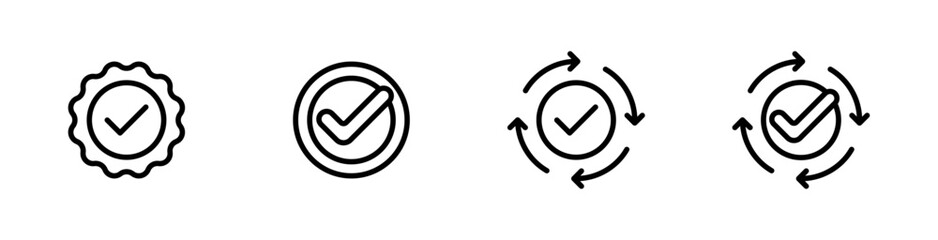 Approval set icons. Linear style. Vector icons.