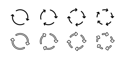 Recycling set icons. Linear style. Vector icons.