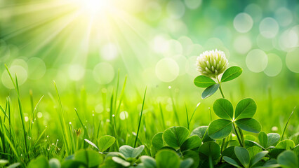 Closeup of lush green grass and clover with space for text, green, grass, clover, nature, closeup, vibrant, background, fresh