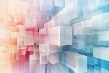 Pastel geometric design, blocks, overlapping, soft pink, blue, cream tones, abstract pattern