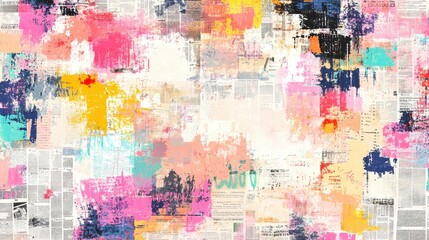 Abstract Colorful Newspaper Collage Art Background Texture