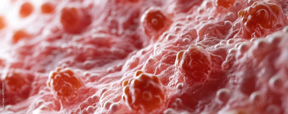 Aufkleber close-up view of biological cells showcasing intricate structures and vibrant colors, ideal for scie