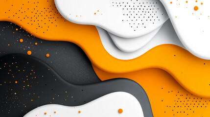 Fototapeta premium Abstract wave pattern in black, white, and orange hues creating a modern and artistic design for backgrounds or textures.