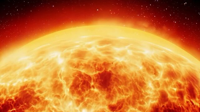 Close up of a hot yellow solar surface in space before a coronal mass ejection.