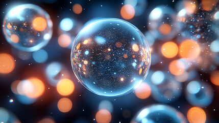 A mesmerizing abstract image of glowing bubbles with vibrant colors, perfect for technology, science, or creative projects.