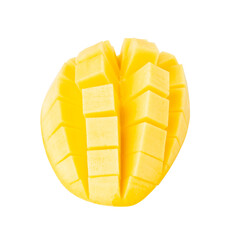 Yellow Mango slices, cutout, full depth of field.