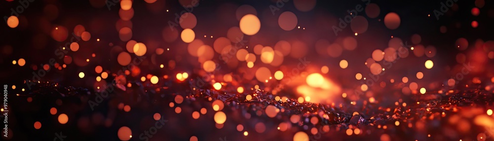 Poster Vibrant and dynamic bokeh lights creating a warm, mesmerizing atmosphere perfect for backgrounds and creative designs.