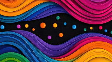 Abstract Colorful Wavy Lines and Circles Design
