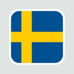 The flag of sweden. Flag icon. Standard color. flat vector square with rounded corners Computer illustration. Digital illustration. Vector illustration.
