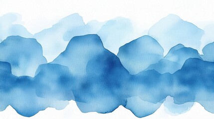 Abstract Watercolor Blue Mountains Background