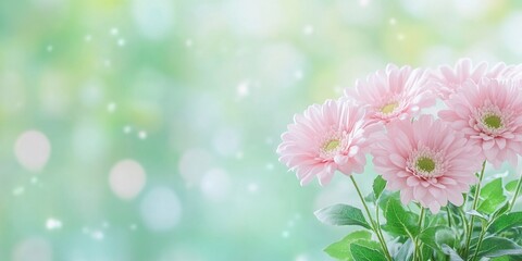 Fototapeta premium Lovely springtime natural background with languid flowers on a blurry space background.