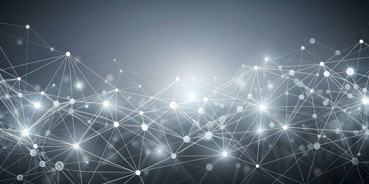 Grey network connections abstract background with digital data lines , technology, communication, internet, connection