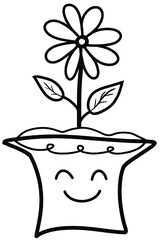 illustration of a black and white flower