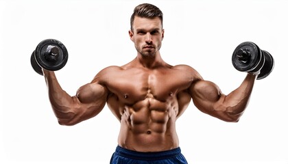 Athletic Man with Muscular Physique Isolated on White Background, Clipping Path, Full Depth of Field
