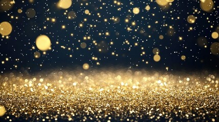 Golden Glitter Lights Background with Bokeh Effect
