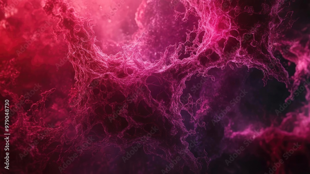 Poster abstract cosmic background with vibrant pink hues and swirling fractal patterns, ideal for creative 
