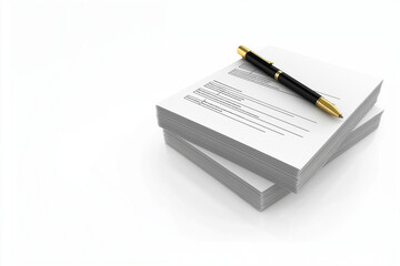 Blank documents with a pen on top and copy space for information