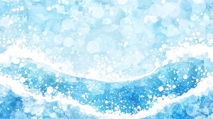 Abstract Blue Water Waves Watercolor Background