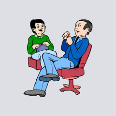 Businessman and Professional Discussion. Vector illustration