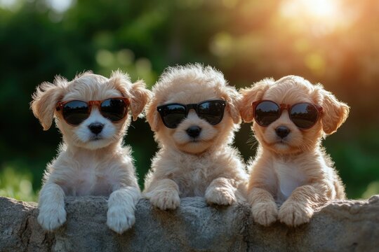 Puppies wearing sunglasses deals