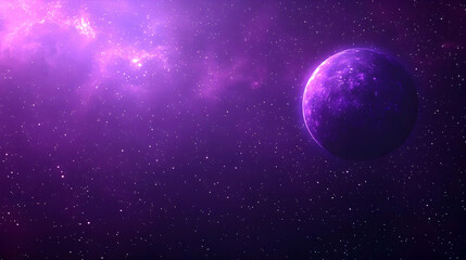 Obraz premium A Purple Planet Glowing in a Starry Night Sky, Digital Artwork