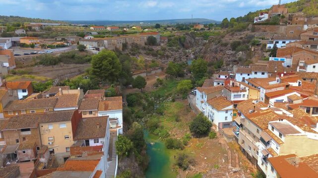 Aerial view of Bolbaite natural pool, Bolbaite, Valencia, Spain
