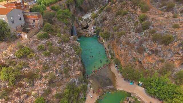 Aerial view of Bolbaite natural pool, Bolbaite, Valencia, Spain
