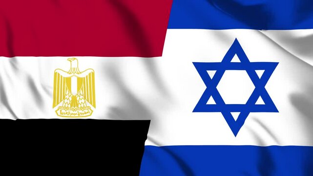 Egypt and Israel Flag waving in loop and seamless animation.