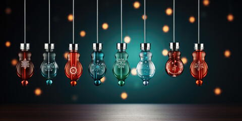 Colorful glass flasks in a modern lab symbolizes science and innovation, perfect for concepts like research and experimentation. Banner. Copy space