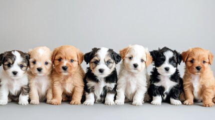 Obraz premium many cute puppies. pack of little happy puppies