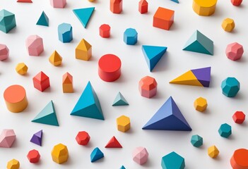Colorful Geometric Shapes on a White Background
